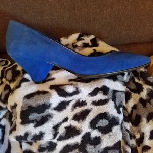 Blue Suede Kitten Heels